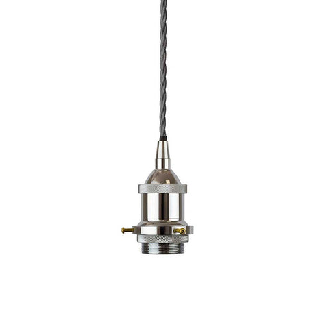 Nickel Decorative Bulb Holder with Grey Twisted Cable - SE Home