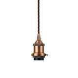 Matt Antique Copper Decorative Bulb Holder with Brown Twisted Cable - SE Home