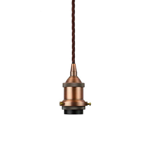 Matt Antique Copper Decorative Bulb Holder with Brown Twisted Cable