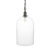 Lawrence Clear Elongated Dome Glass Pendant Light - Black Nickel - SE Home