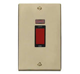Polished Brass 2 Gang Size 45A Switch With Neon - Black Trim - SE Home