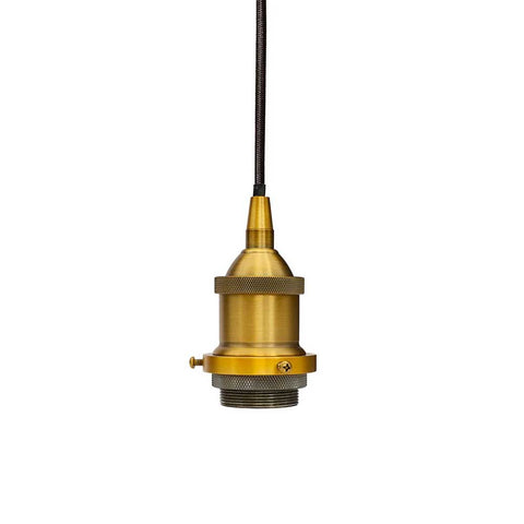 Antique Gold Decorative Bulb Holder with Black Round Cable - SE Home