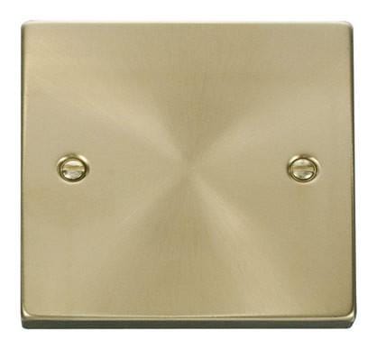 Satin Brass - White Inserts Satin Brass 1 Gang Blank Plate