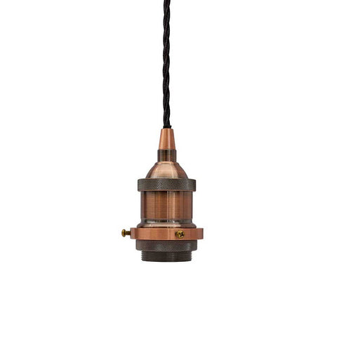 Antique Copper Decorative Bulb Holder with Black Twisted Cable - SE Home