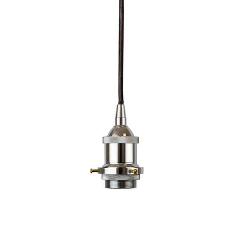Nickel Decorative Bulb Holder with Black Round Cable - SE Home