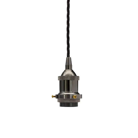 Black Nickel Decorative Bulb Holder with Black Twisted Cable - SE Home