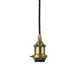 Matt Antique Brass Decorative Bulb Holder with Black Twisted Cable - SE Home
