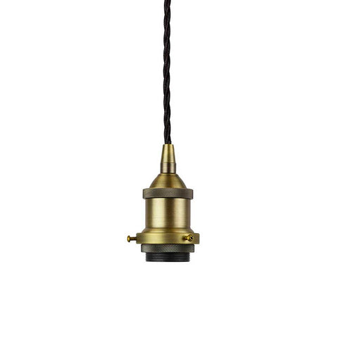 Matt Antique Brass Decorative Bulb Holder with Black Twisted Cable - SE Home