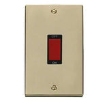 Polished Brass - Black Inserts Polished Brass 2 Gang Size 45A Switch - Black Trim