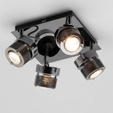 Taylor Quad Plate Adjustable Cylinder Ceiling or Wall Spotlight - Black Chrome