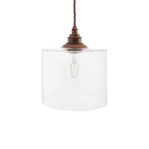 Lowell Petite Clear Glass Pendant Light - Old English Brass