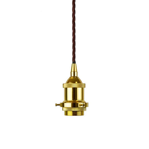 Gold Decorative Bulb Holder with Brown Twisted Cable - SE Home