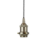 Brushed Chrome Decorative Bulb Holder with Grey Twisted Cable - SE Home