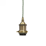 Antique Brass Decorative Bulb Holder with Green Twisted Cable - SE Home