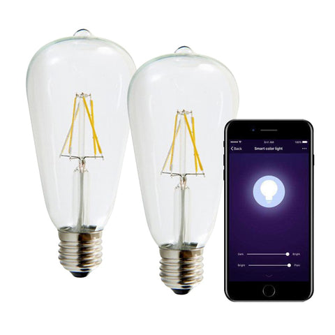 Smart WiFi Dimmable CCT ST64 8.5W LED Filament Bulb 2 x Pack - SE Home