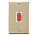 Polished Brass - White Inserts Polished Brass 2 Gang Size 45A Switch - White Trim