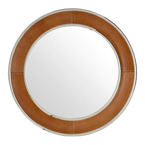 Churchill Tan Genuine Leather Wall Mirror - SE Home