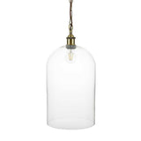 Lawrence Clear Elongated Dome Glass Pendant Light - Antique Brass - SE Home
