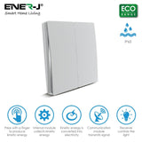 2 Gang Wireless Kinetic Light Switch, Silver - SE Home