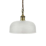 Du Maurier Prismatic Stepped Dome Glass Pendant Light - Antique Brass - SE Home