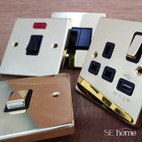 Polished Brass 10A 1 Gang 2 Way Ingot Light Switch - Black Trim - SE Home