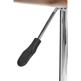 Stool In Black Leather Effect And Walnut Wood - SE Home