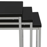 Kitchen & Dining Room Tables Black Nest Of 3 Tables With Chrome Frame
