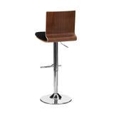 Walnut Wood Bar Chair Withi A Black Leather Effect With A Chrome Finish Base - SE Home