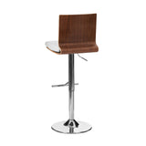 Walnut Wood Bar Chair In White Leather Effect With A Chrome Finish Base - SE Home