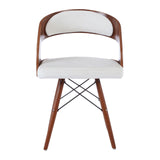 White Leather Effect Chair With Curved Back - SE Home
