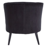 Round Plush Armchair, Black Cotton Velvet, Birchwood Legs - SE Home