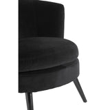 Round Plush Armchair, Black Cotton Velvet, Birchwood Legs - SE Home