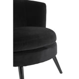 Arm Chairs, Recliners & Sleeper Chairs Round Plush Armchair, Black Cotton Velvet, Birchwood Legs