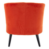 Arm Chairs, Recliners & Sleeper Chairs Round Plush Armchair, Orange Cotton Velvet, Birchwood Legs
