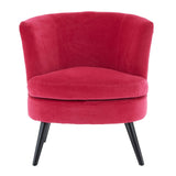 Round Plush Pink Cotton Velvet Armchair - SE Home