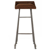 Table & Bar Stools Bar Stool With Brown Leather Effect With Metal Legs