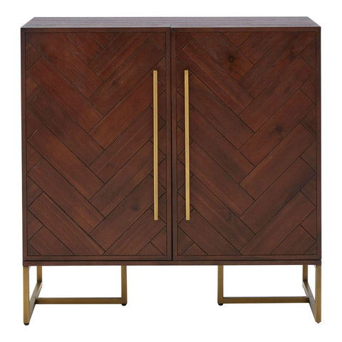 Cabinets & Storage Brando Drinks Cabinet In Acacia Veneer With Antique Brass - 2 Door