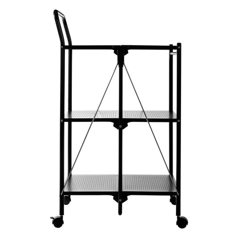 Table & Bar Stools Black Rectangular Folding Kitchen Trolley