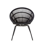 Lagom Black Rattan Chair With Iron Legs - SE Home