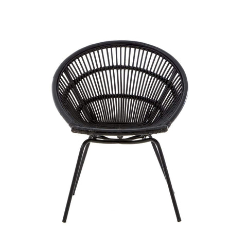 Lagom Black Rattan Chair With Iron Legs - SE Home