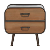 Trinity 2 Drawer Cabinet Finished In Fir Wood & Metal - SE Home