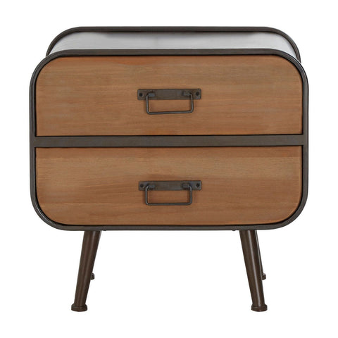 Trinity 2 Drawer Cabinet Finished In Fir Wood & Metal - SE Home