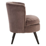 Round Grey Velvet Plush Armchair - SE Home