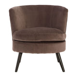 Round Grey Velvet Plush Armchair - SE Home