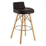 Radisson Bar Stool In Faux Leather With Beechwood Legs - SE Home