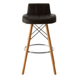 Radisson Bar Stool In Faux Leather With Beechwood Legs - SE Home