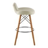 Table & Bar Stools Radisson Bar Stool In White Faux Leather With Beechwood Legs