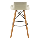 Radisson Bar Stool In White Faux Leather With Beechwood Legs - SE Home