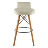 Radisson Bar Stool In White Faux Leather With Beechwood Legs - SE Home