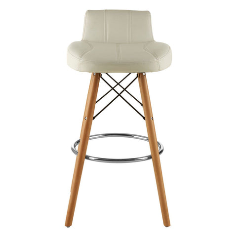 Radisson Bar Stool In White Faux Leather With Beechwood Legs - SE Home